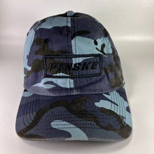 Penske Trucker Strap Back Cap Hat Blue Camouflage Trucking Port Authority Mens